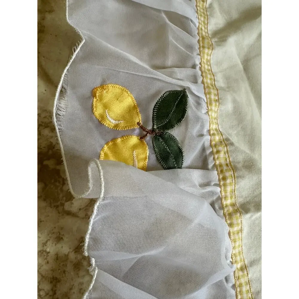 e Lemon Embroidered Kitchen Tier Curtains Pair White Cafe Panels 34x30